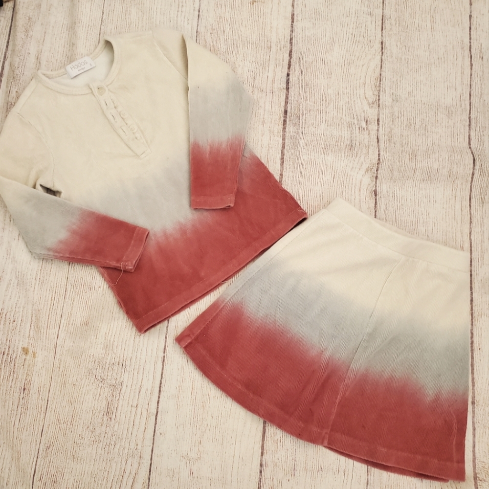 Hadas cream & maroon corduroy skirt set sz  4-5